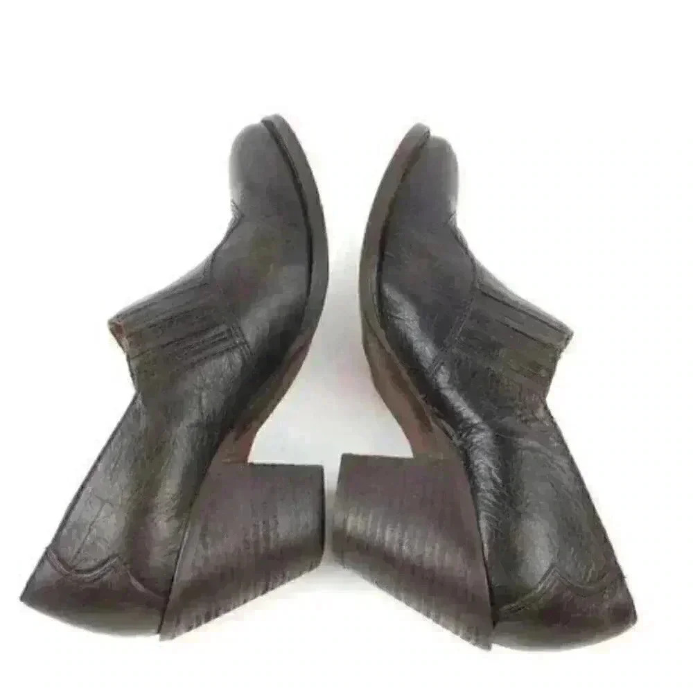 5/48 Ankle Boots 37.5 7 Leather Stacked Western - Picture 4 of 8